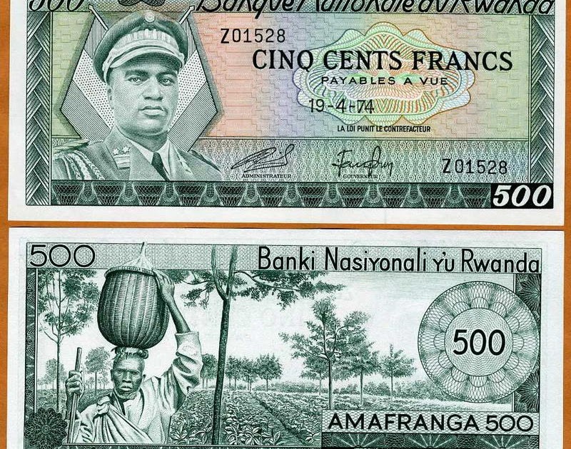 Rwanda banknotes 500 Francs banknote of 1974 Juvenal HabyarimanaWorld