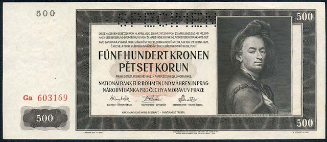 Bohemia and Moravia banknotes 500 Korun note
