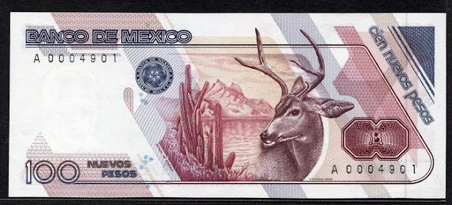 Paper Money Mexico 100 Nuevos Pesos