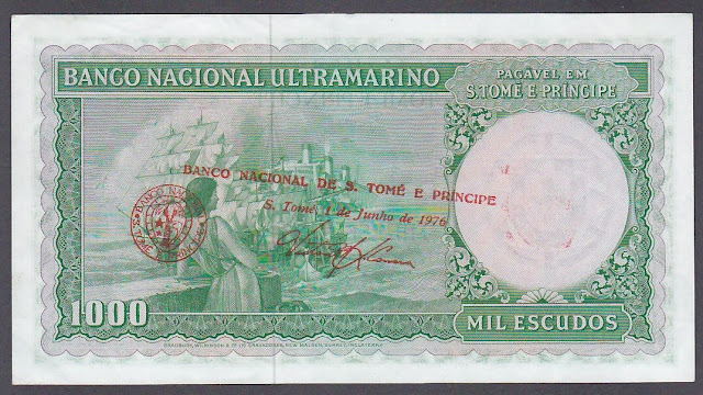 Saint Thomas & Prince paper money 1000 Escudos banknote Banco National Ultramarino