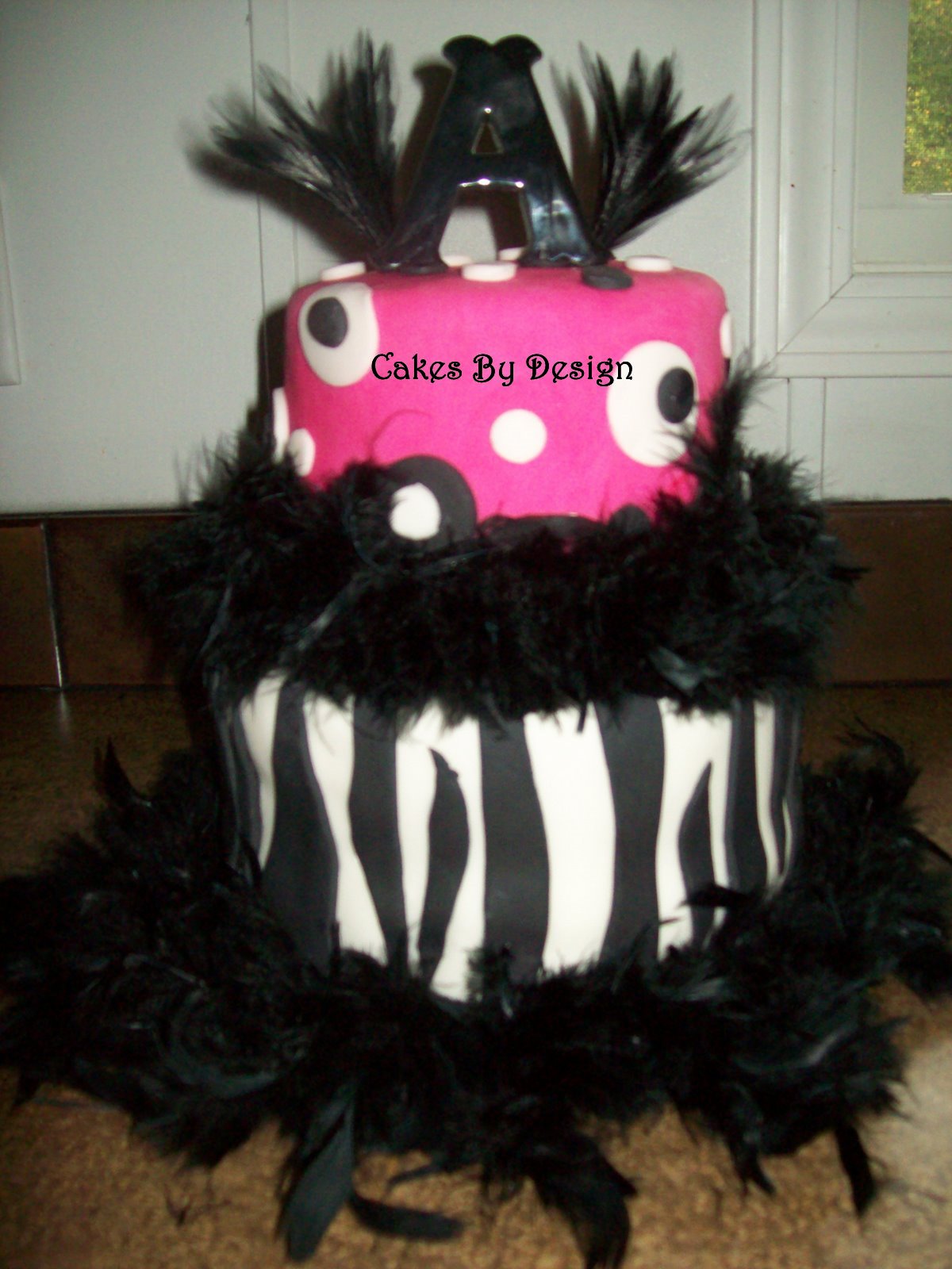 Cakes By Design Zebra and Feather Boa Cake