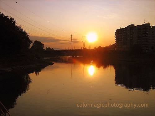 October river sunset