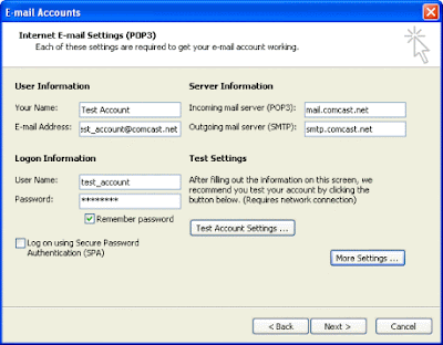 comcast incoming mail server settings comcast incoming mail server settings
