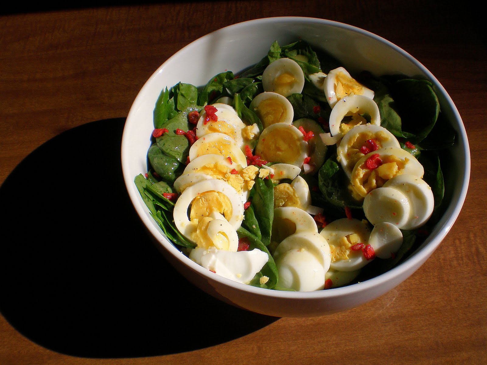 Basil Development Egg Week Spinach Salad Featuring Hard Boiled Eggs