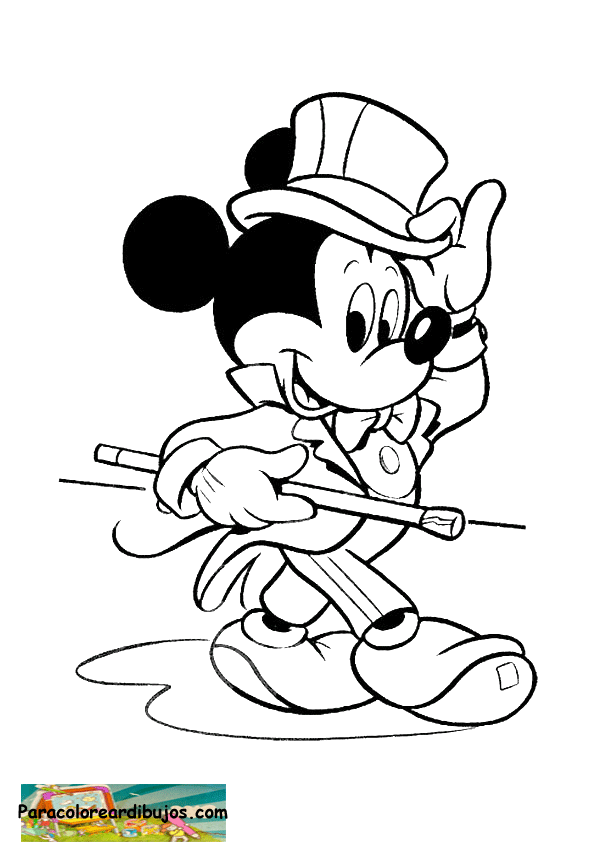 Para colorear dibujo de mickey mouse disfrazado de frac