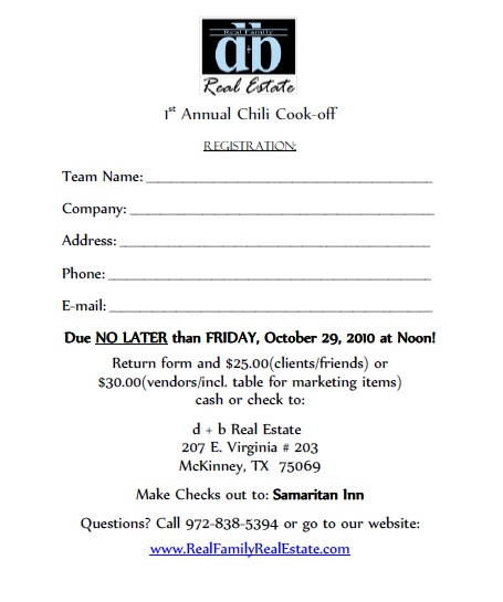d + b real estate: 1st Annual Chili Cook-Off Fundraising Event