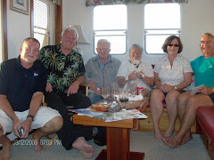 Andy, Neil, Fred, Barb & Ollie, Sheila and Randy's sleeve and legs aboard LAZY DOLPHIN
