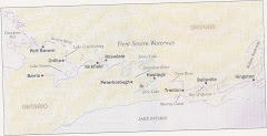 A map of the 240 mile TSW.  We're moving from East to West, Kingston to Georgian Bay, Lake Huron