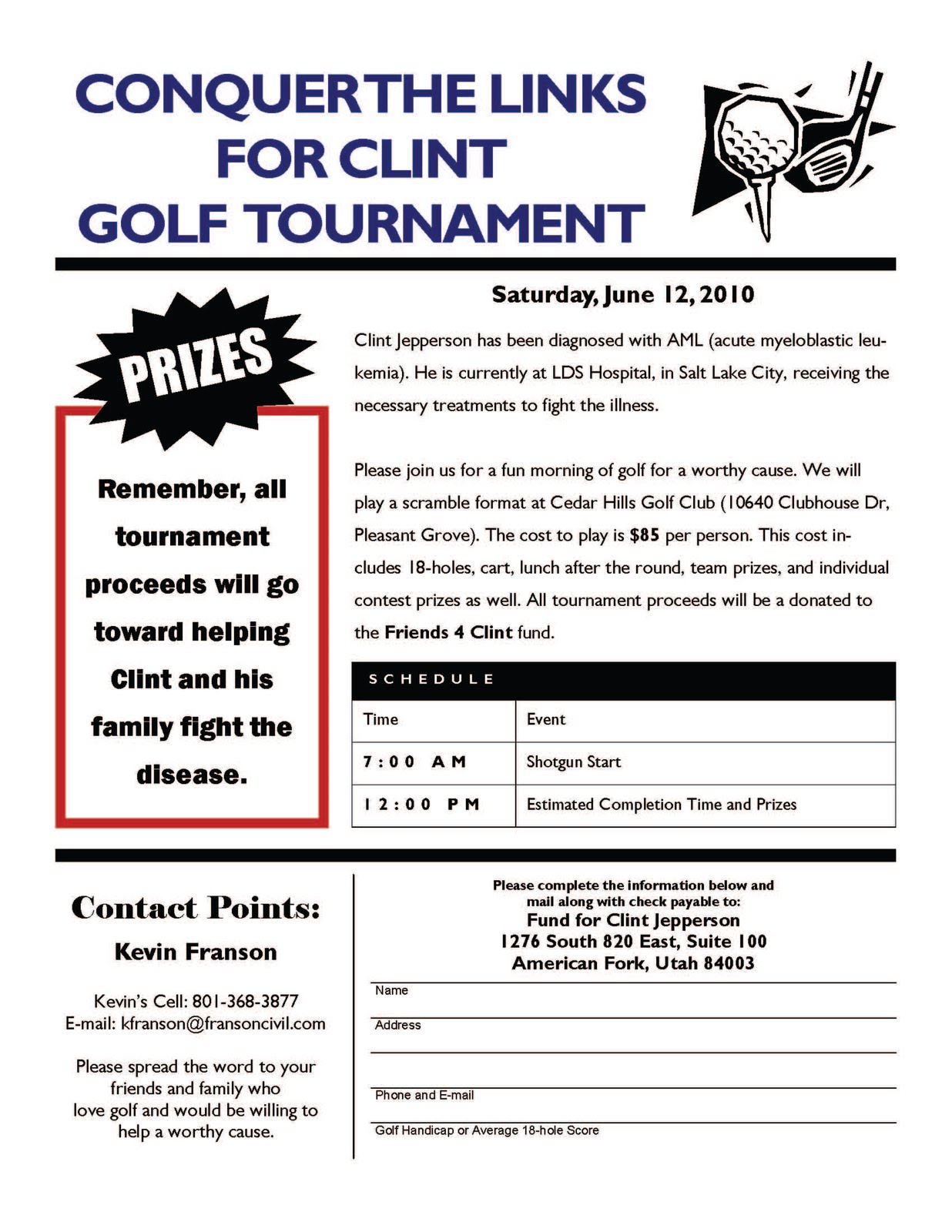 Friends 4 Clint Conquer the Links for Clint Golf Tournament Saturday