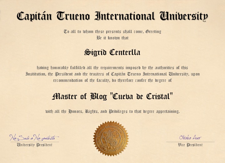 Diploma Del Blog:Desde La Cueva de Cristal