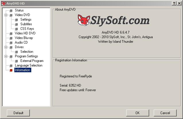FREE SOFTWARE DOWNLOAD: SlySoft AnyDVD HD v6.6.4.7 Beta Full