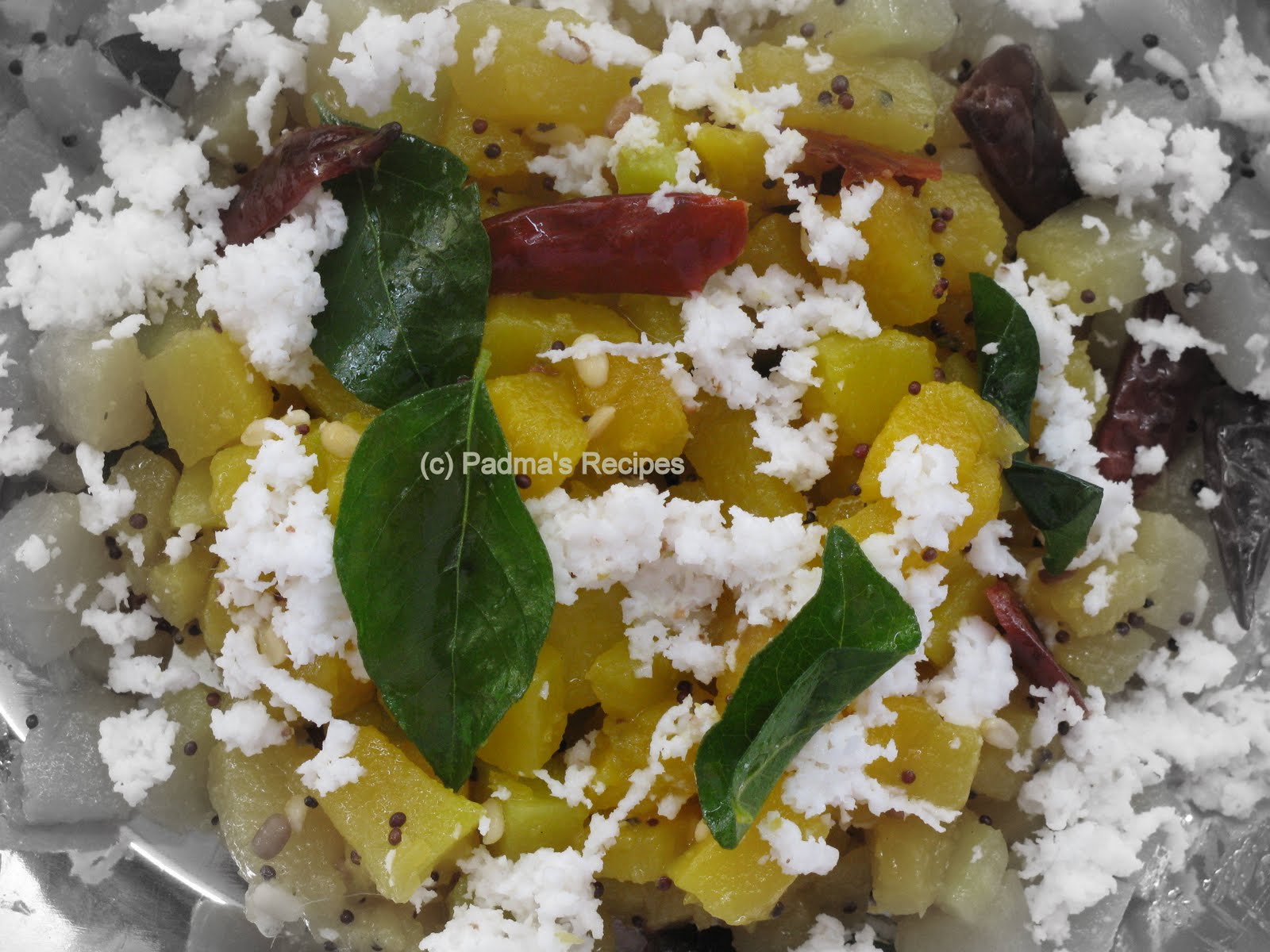 Padma's Recipes YELLOW PUMPKIN PORIYAL (STIR FRY)