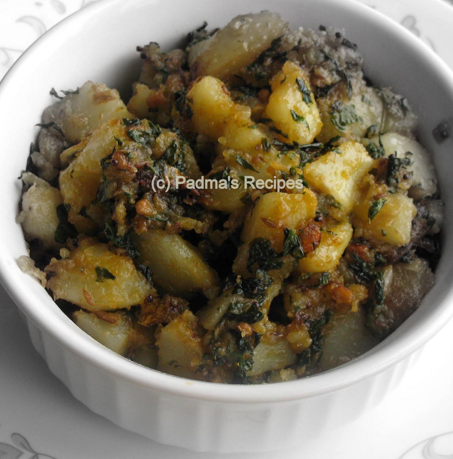 Padma's Recipes: SPINACH POTATO FRY