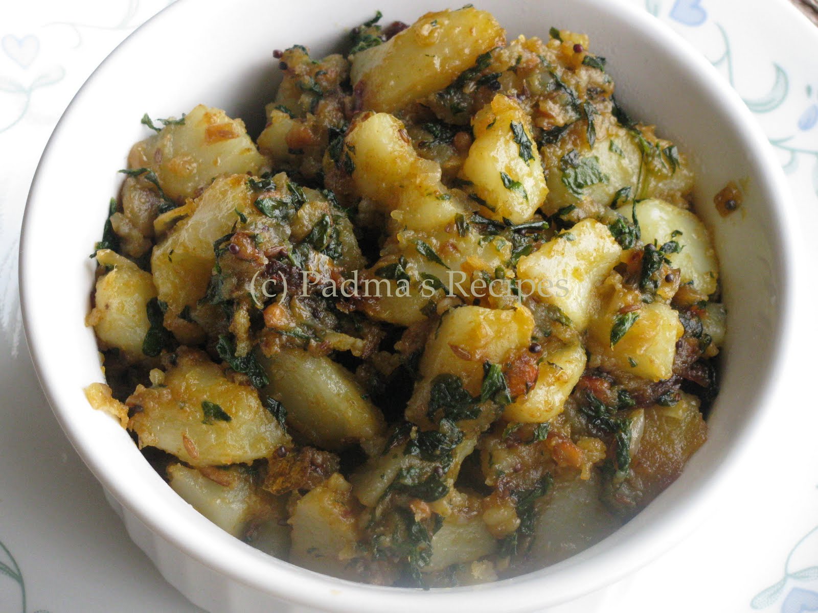 Padma's Recipes: SPINACH POTATO FRY