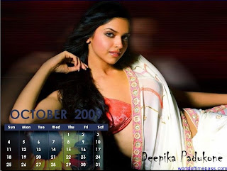 deepika padukone october 2009 calendar wallpaper