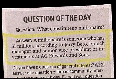What constitutes a millionaire?