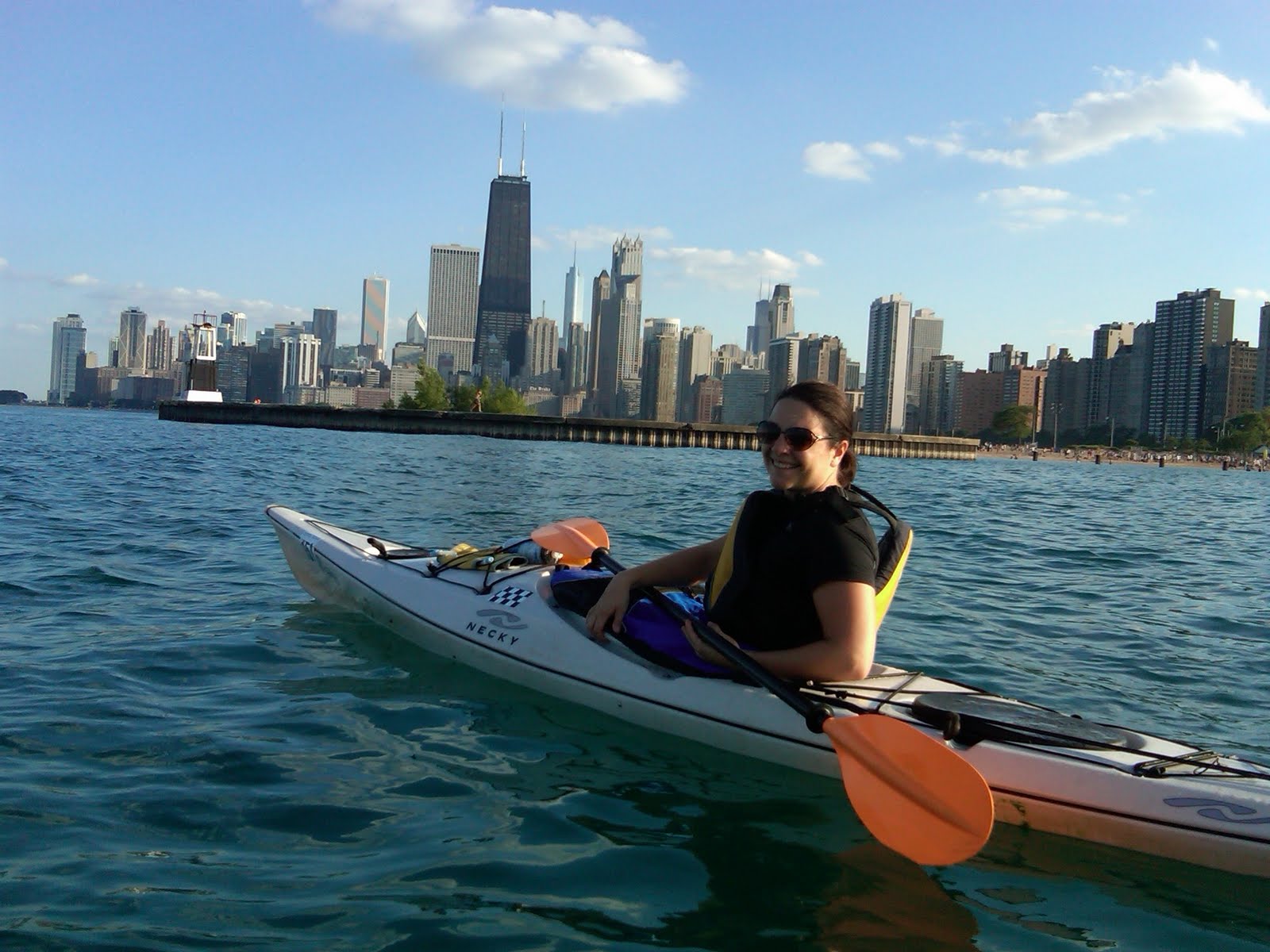 Christy in Chicago Kayaking on Lake Michigan