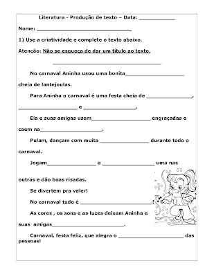 Vivendo com arte: PRODUÇÃO DE TEXTO - CARNAVAL
