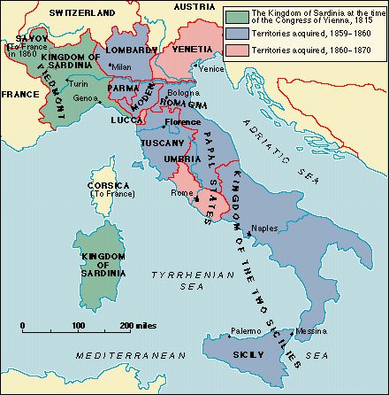 italy unification map
