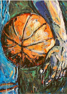 art basketball, sports images, basketball player, sports artist John Robertson,