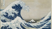 Dibujo del monte Fuji con una ola de Hokusai