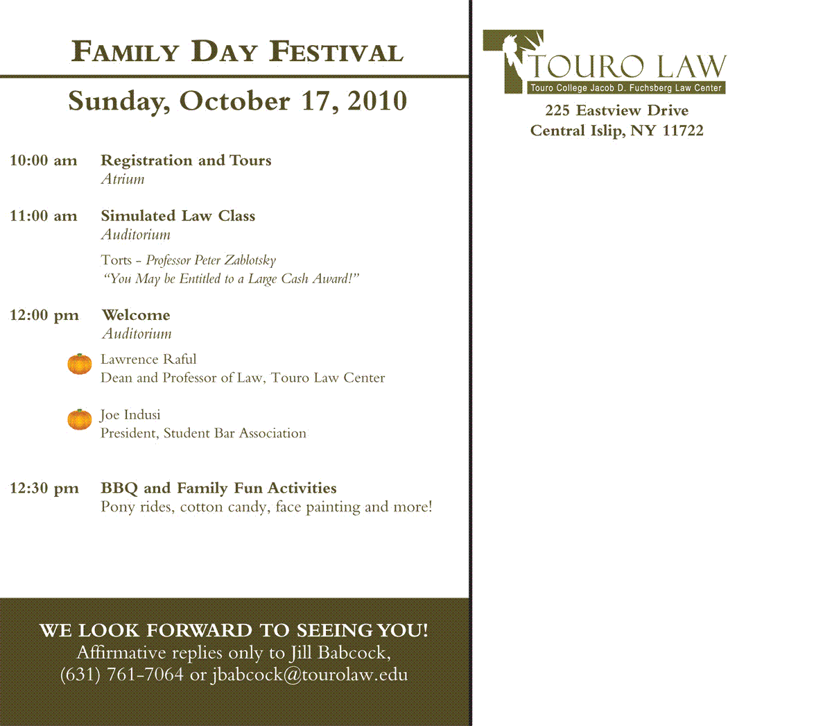 Touro Law Center Office of Student Services Touro Law Family Day on
