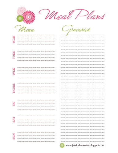 Jessica Kenenske: Free Printables - Meal Planner and Recipe Cards