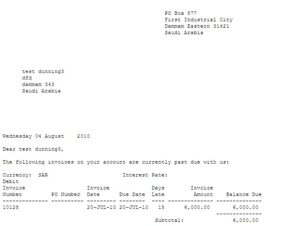 Oracle Applications Dunning Letter Setup