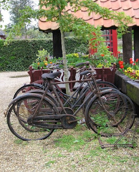 Old bicycles in front of Somerleyton Post Office.
