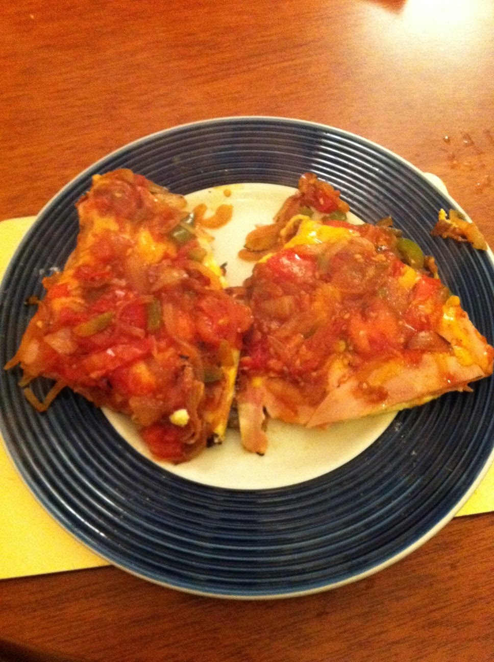 What I Eat Cheese, tomato, ham and onion omelette.