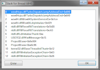 Вид стека вызовов в Process Explorer без отладочной информации