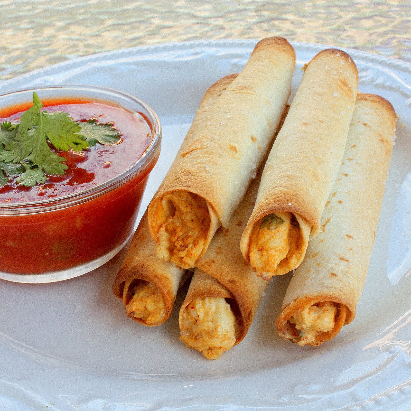 Healthy Hintzs Baked Creamy Chicken Taquitos with Café Rio Lime