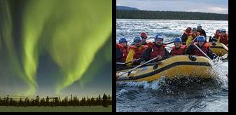 Luces del norte y Rafting por el río