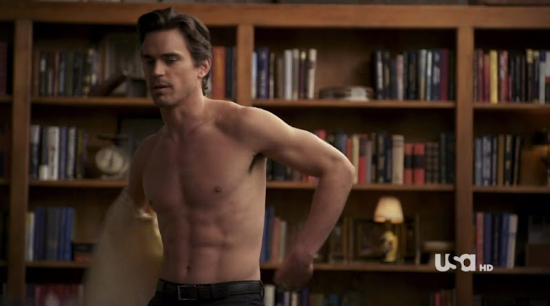 Matt Bomer is sweaty and shirtless on the episode "What Happens in Bur...