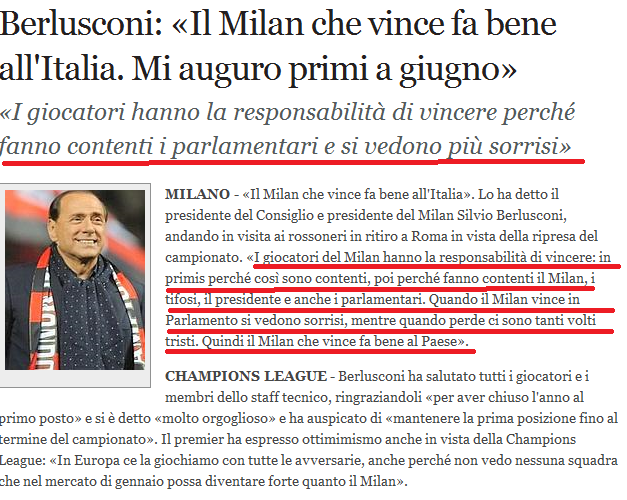 L'INTERESSATO PENSIERO UNICO (MILANISTA)