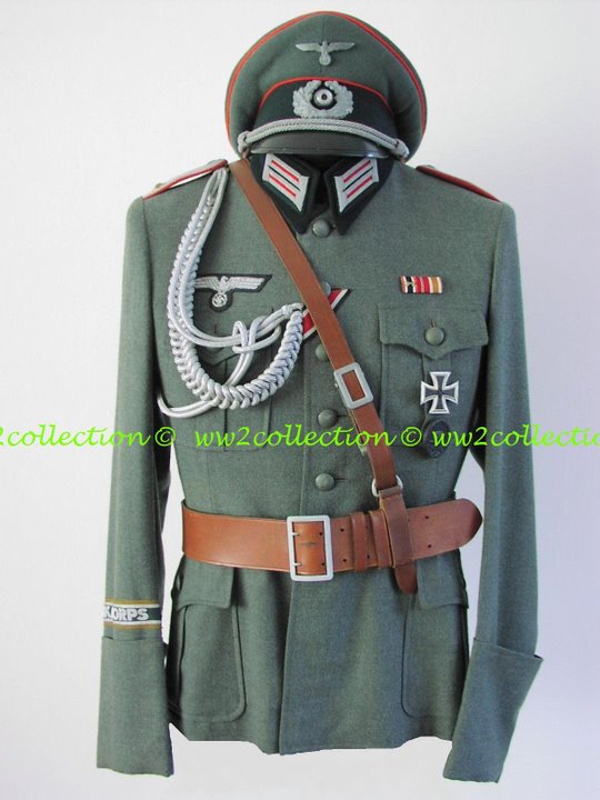 Tunic Officer German Army WW2 with Afrikakorps cufftitle  and Officers Visored Cap Schirmmütze