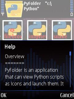PyFolder for Python on Symbian mobile phones