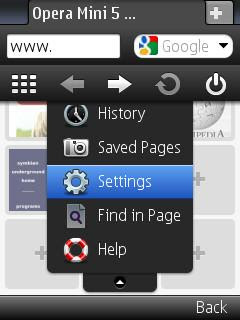 Opera Mini 5 beta test version, mobile Java web browser, Symbian phones