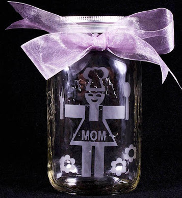 Canning Jar with Mom Chef and Flowers
