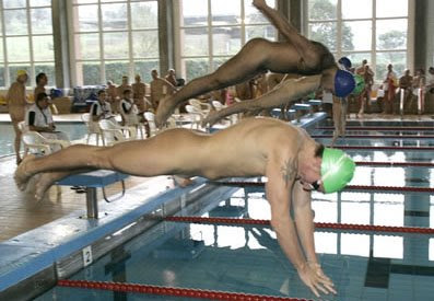 Naked Men Group Swim