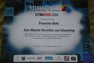 Imagen de Proyectos Beta entre los 50 mejores blogs de Paraguay en el 2010