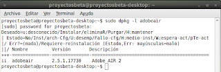 Imagen de un ejemplo que indica la versión de Adobe Air en Ubuntu