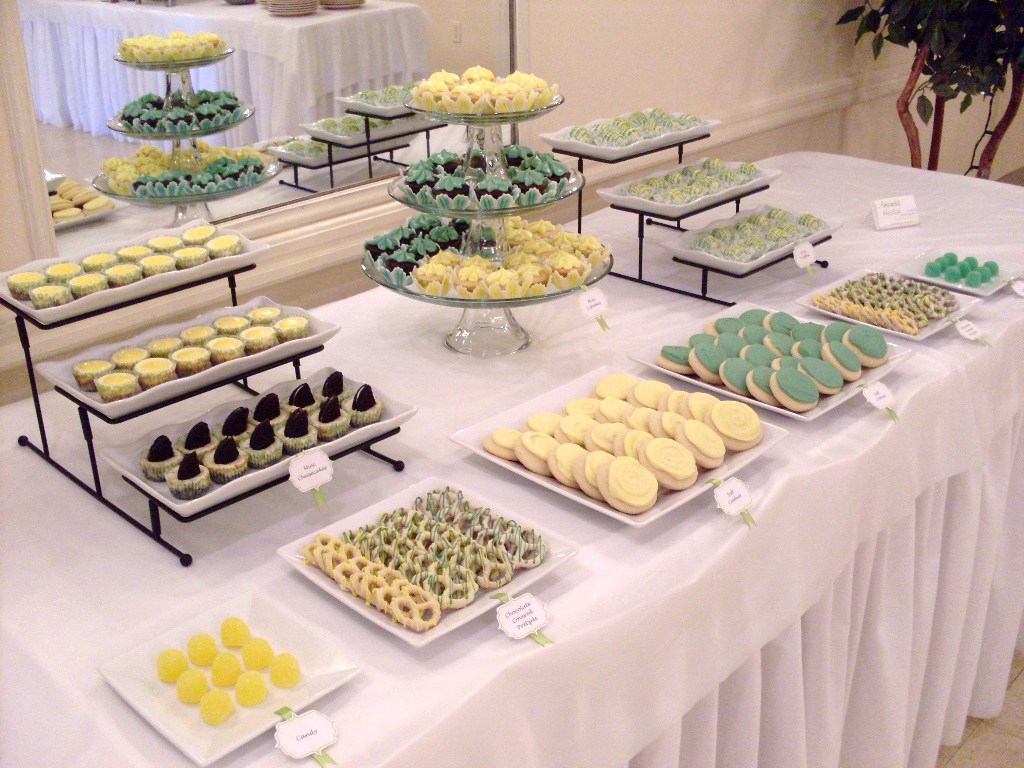 Delightful Dessert Green And Yellow Dessert Table