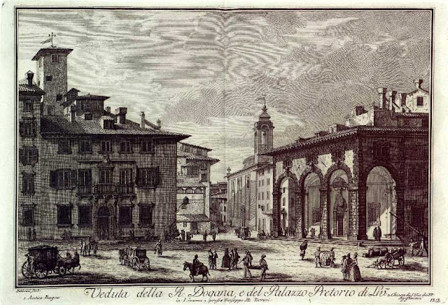 Old print, Chamber of Commerce building, Livorno