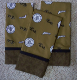 three pillowcases made from WMU fabric