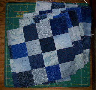 blue 16 patch blocks for Alycia's quilts of valor