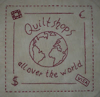 Redwork stitchery with saying quilt shops around the world