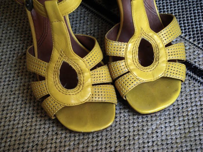 yellow t strap heels