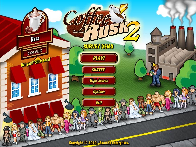 Продолжай играть другие. Coffee Rush игра. Игра Coffee Rush 2. Зомби кофе игра. Игра кофе 2012.