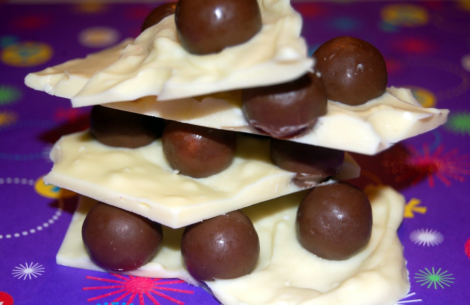 White Chocolate Bark with Whoppers & CRANBERRIES Hugs and Cookies XOXO